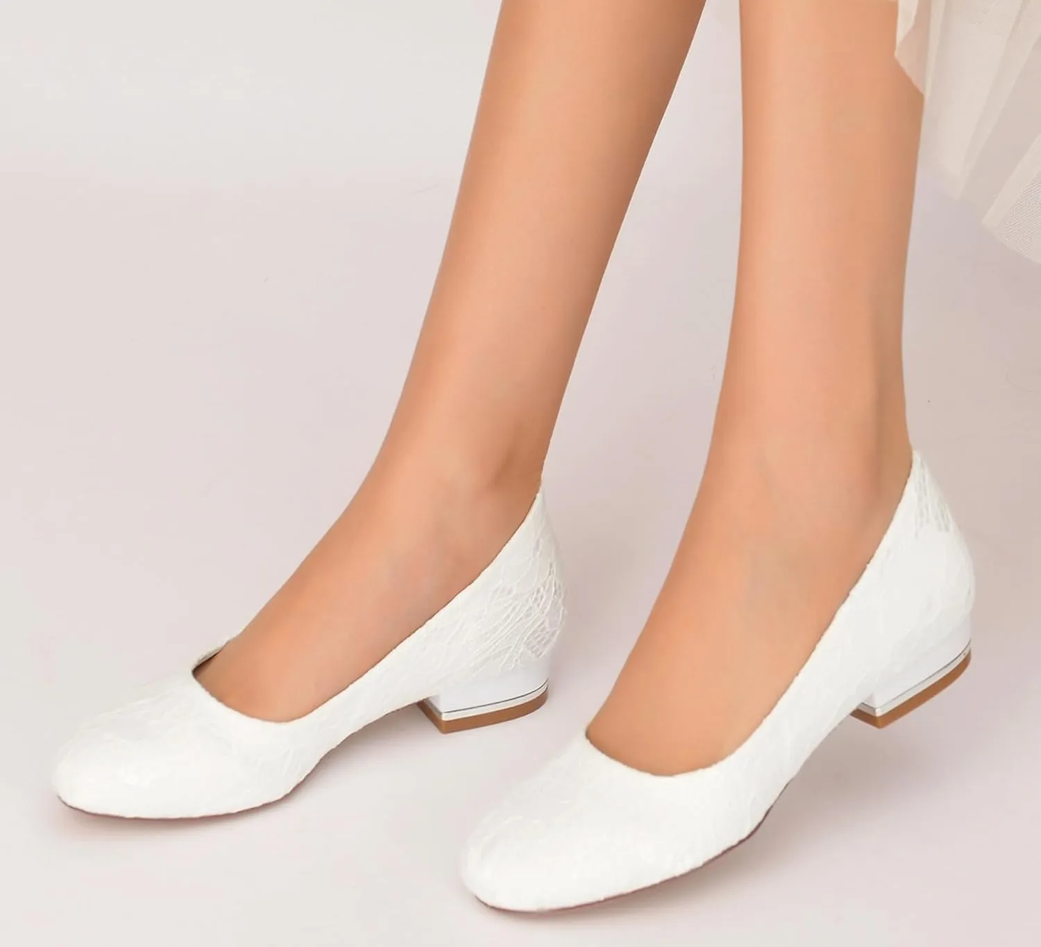 Minishion Women Wedding Flats Lace Slip on Evening Formal Party Pumps Shoes BR205