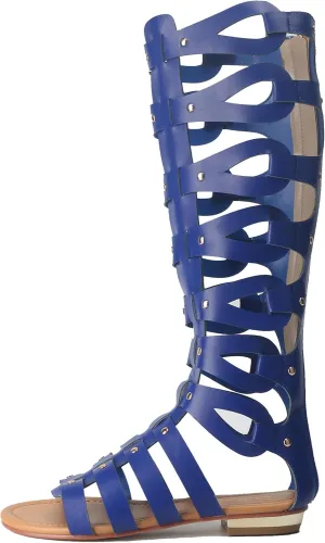 Minishion Womens Gladiator Sandals Flat Knee High Summer Dress Boots with Zip TM001