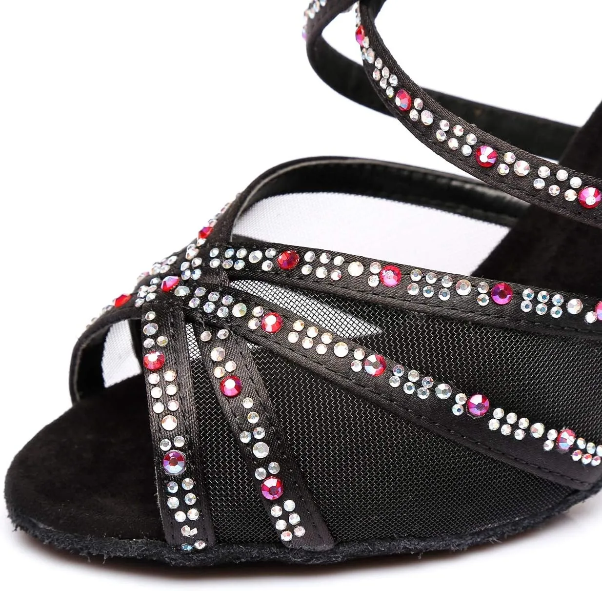 Minishion Womens Rhinestones Dancing Sandals Elegant Mesh Wedding Prom Shoes