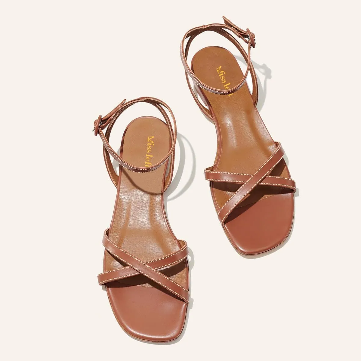 miss left Women Crisscross Strap Open Toe Flat Sandals Ankle Strap Buckle Summer Vacation Comfortable Daily Shoes Size 4-16 US