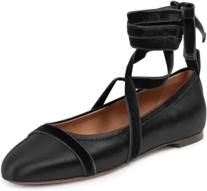 miss left Women Lovely Closed Round Toe Satin Ballet Flats Strappy Ankle Strap Comfy Party Dating Dressy Shoes Size 4-16 US