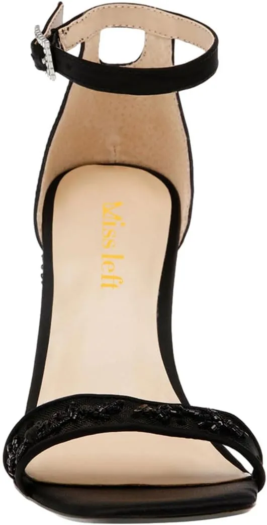miss left Women Wedge Heel Sandals with Ankle Strap Embroidery Lace Open Toe High Heel Pumps Elegant Evening Shoes Size 4-16 US