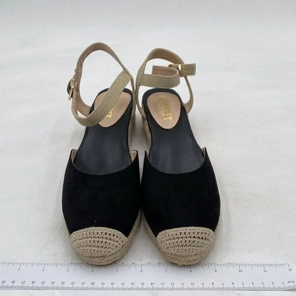 Miss Left Women's Closed Toe Elastic Ankle Strap Espadrilles Wedge Sandals