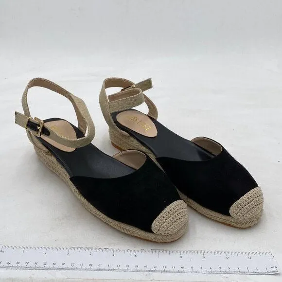 Miss Left Women's Closed Toe Elastic Ankle Strap Espadrilles Wedge Sandals