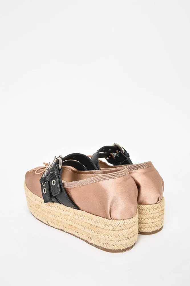 Miu Miu Satin Pink "Calzature Donna" Espadrilles Size 35