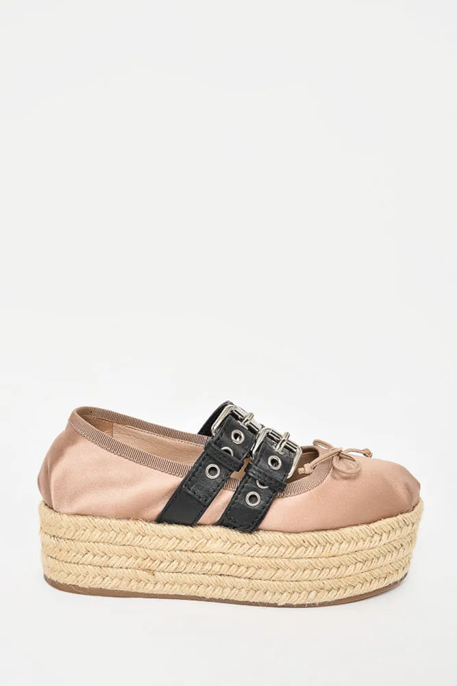 Miu Miu Satin Pink "Calzature Donna" Espadrilles Size 35