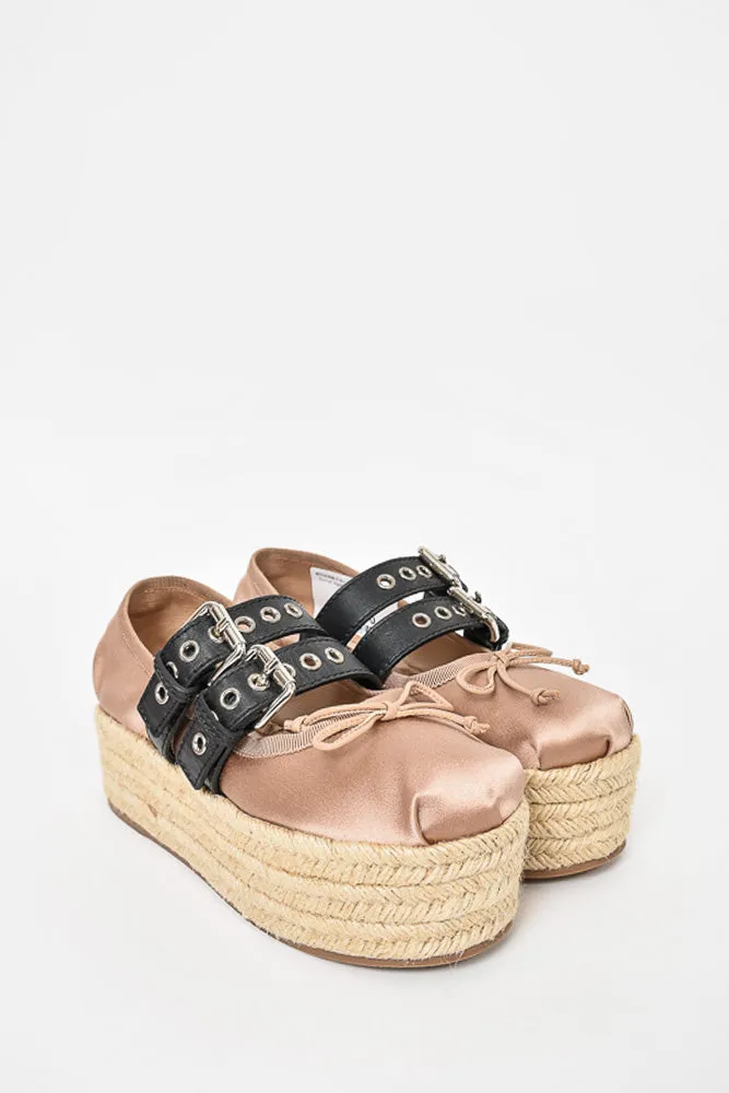 Miu Miu Satin Pink "Calzature Donna" Espadrilles Size 35