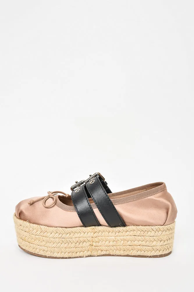 Miu Miu Satin Pink "Calzature Donna" Espadrilles Size 35