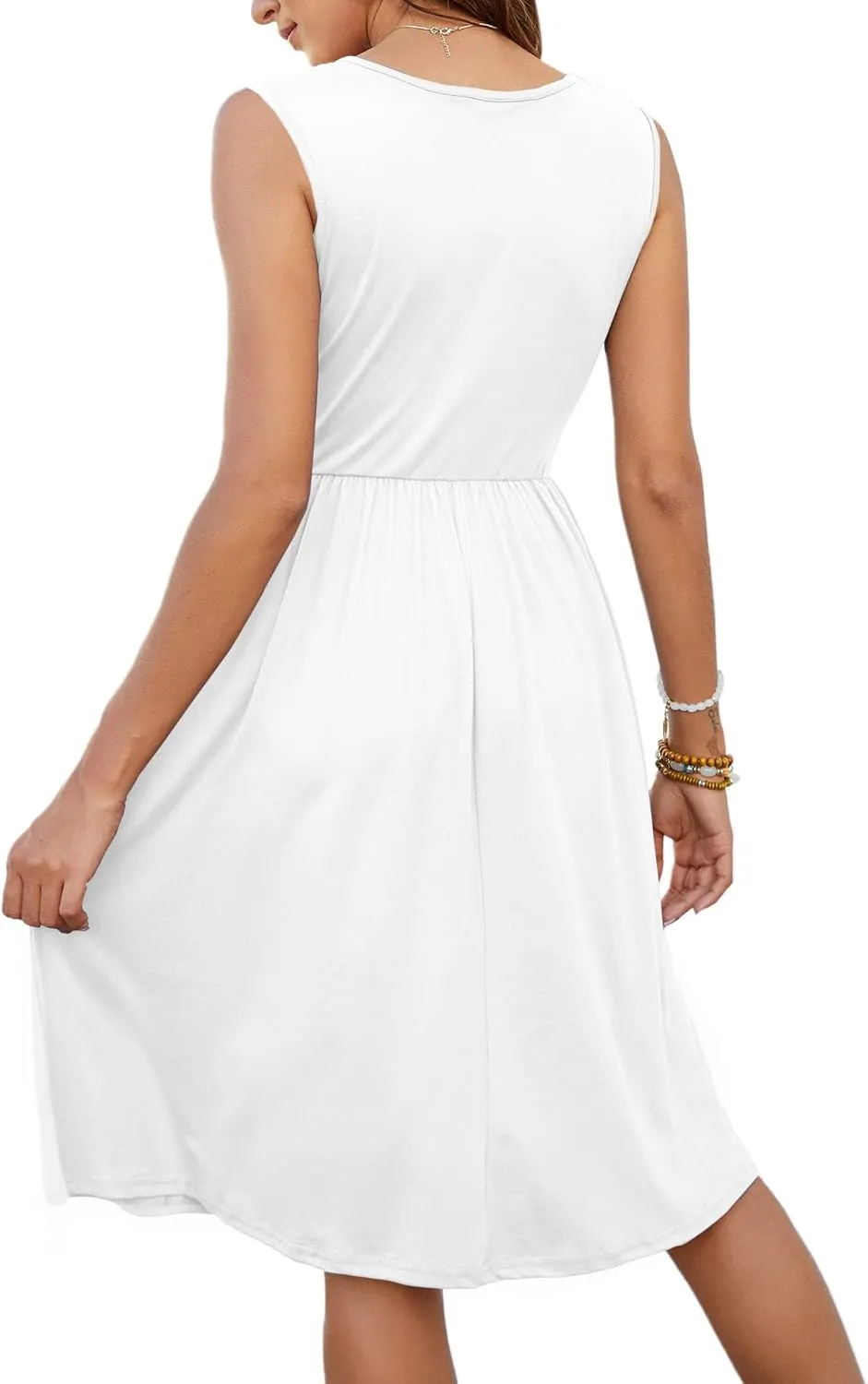 MOLERANI Women Summer Dresses Sleeveless Casual Loose Swing Button Down Midi Dress with Pockets