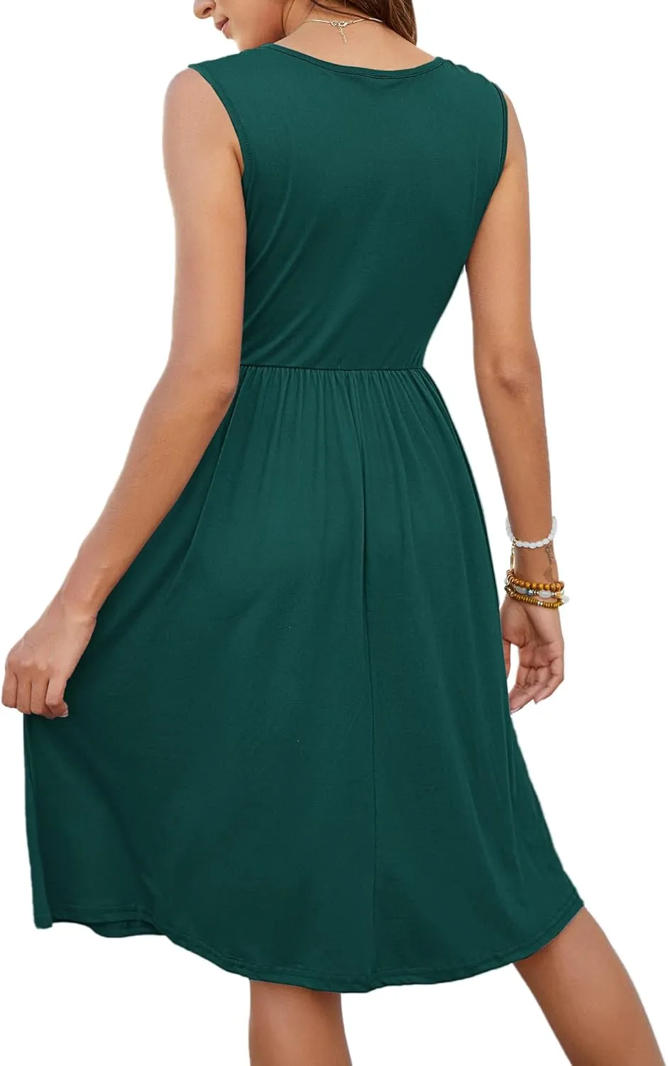 MOLERANI Women Summer Dresses Sleeveless Casual Loose Swing Button Down Midi Dress with Pockets