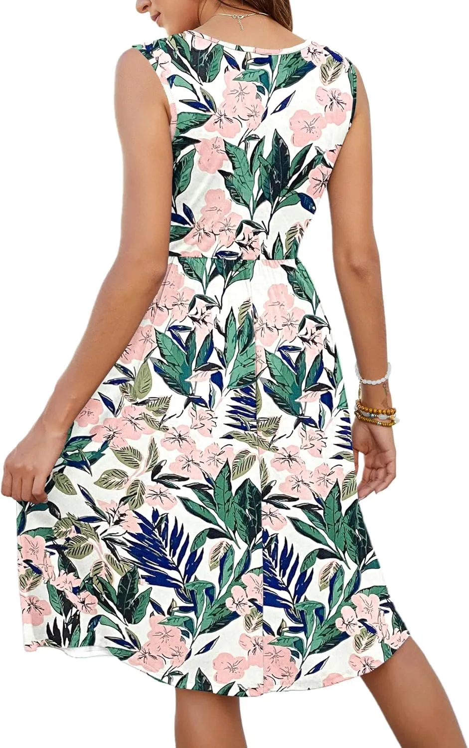 MOLERANI Women Summer Dresses Sleeveless Casual Loose Swing Button Down Midi Dress with Pockets