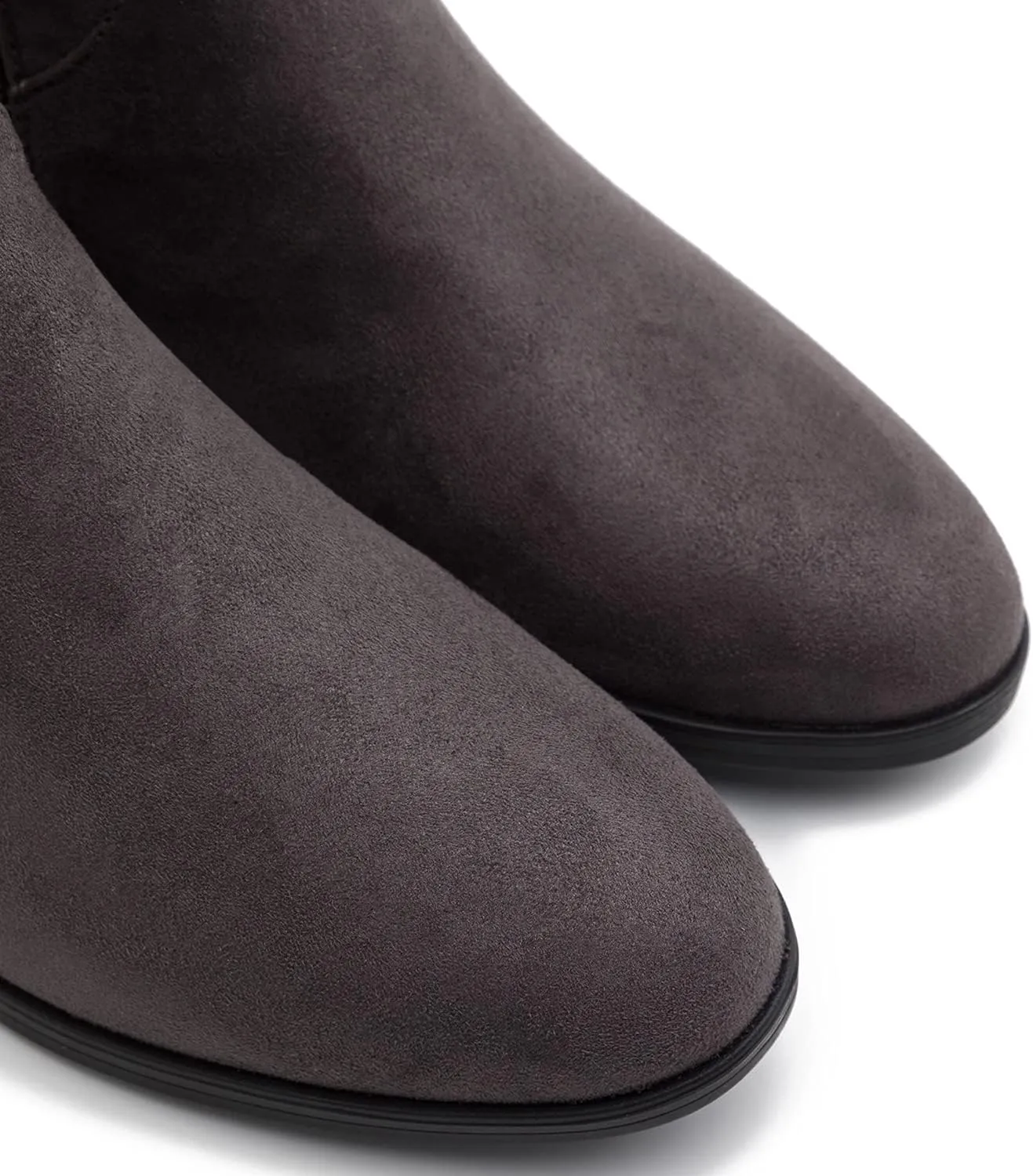 MOOMMO Women Mid Calf Slouch Boots Suede Calf High Boots Flats Flat Heel Long Boots Wide Calf Side Zipper Winter Boots Round Toe Flat Boots Retro Cute Casual Comfy Winter 4-13 M US