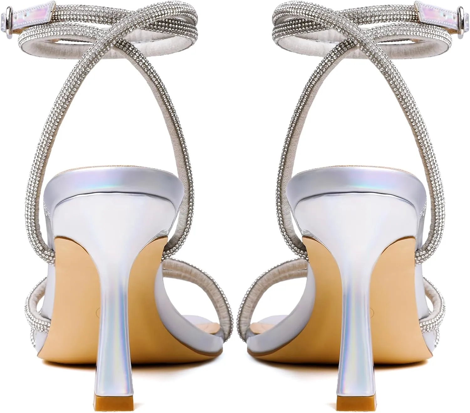 Mostrin Womens Sandals Strappy Heels for Women Ankle Strap Lace Up Heels Square Open Toe Heels Tie Up Stiletto High Heeled Sandals for Prom, Party, Daily Wear