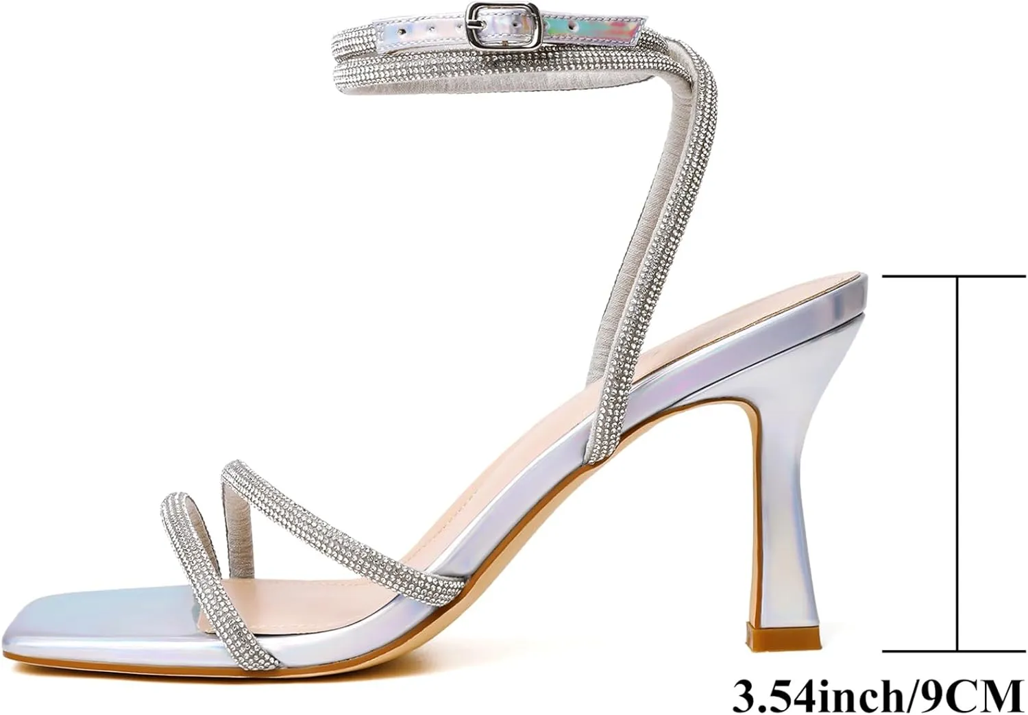 Mostrin Womens Sandals Strappy Heels for Women Ankle Strap Lace Up Heels Square Open Toe Heels Tie Up Stiletto High Heeled Sandals for Prom, Party, Daily Wear