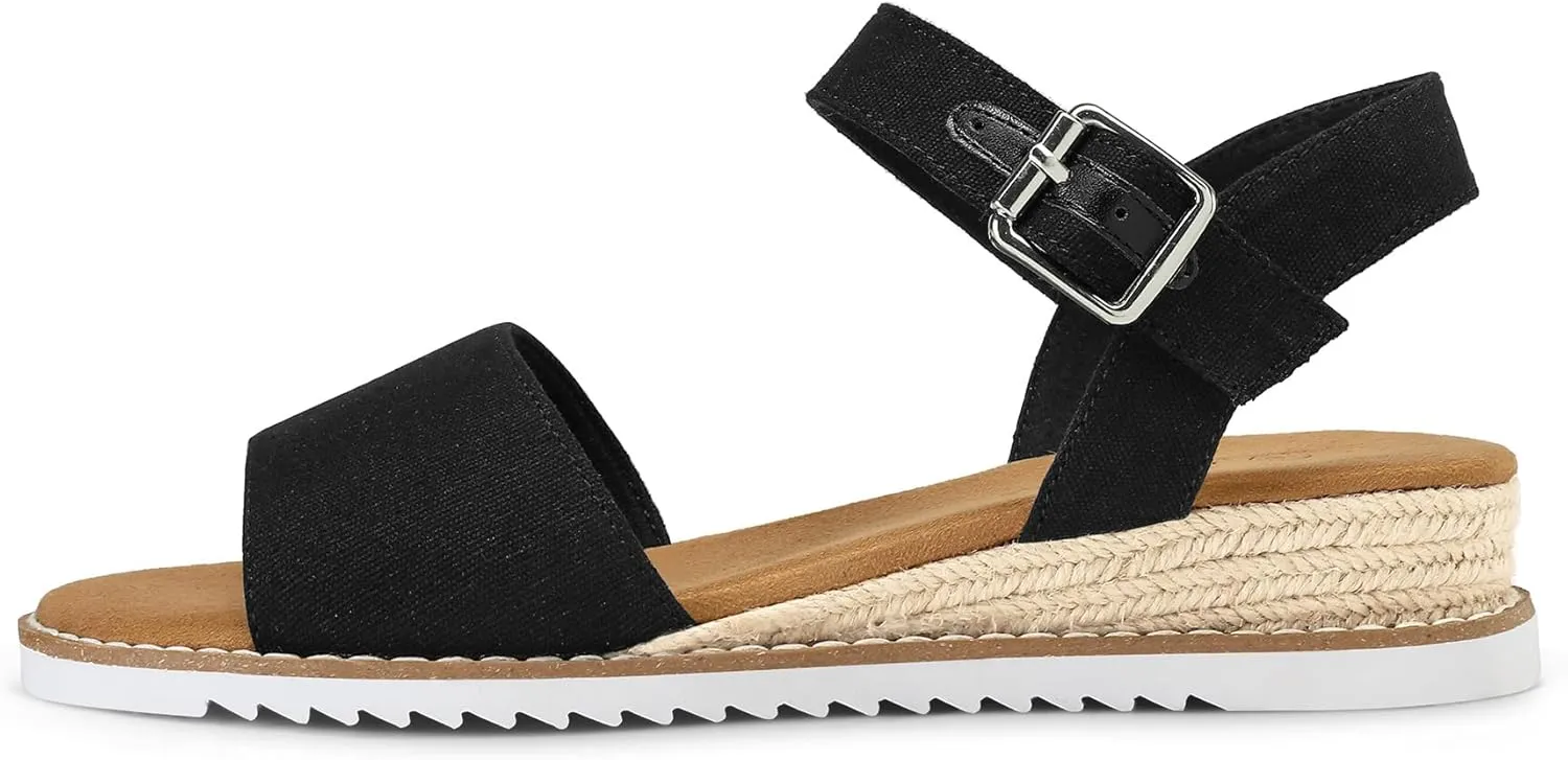 mysoft Women's Comfortable Wedge Sandals Casual Espadrilles Ankle Strap Open Toe Walking Summer Shoes
