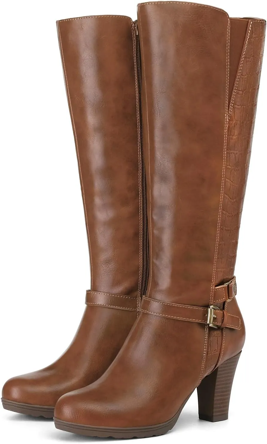 mysoft Women's Knee High Boots Chunky Heel Boots with Zipper