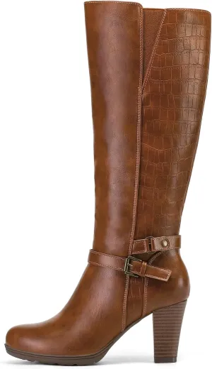 mysoft Women's Knee High Boots Chunky Heel Boots with Zipper