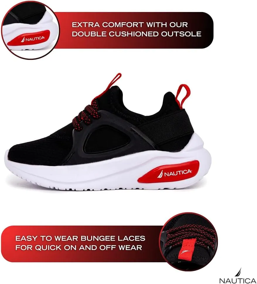 Nautica Kids Athletic Slip-On Sneakers - Comfortable Bungee Running Shoes for Boys and Girls - Stylish and Supportive Footwear for Active Kids (Big Kid/Little Kid/Toddler)