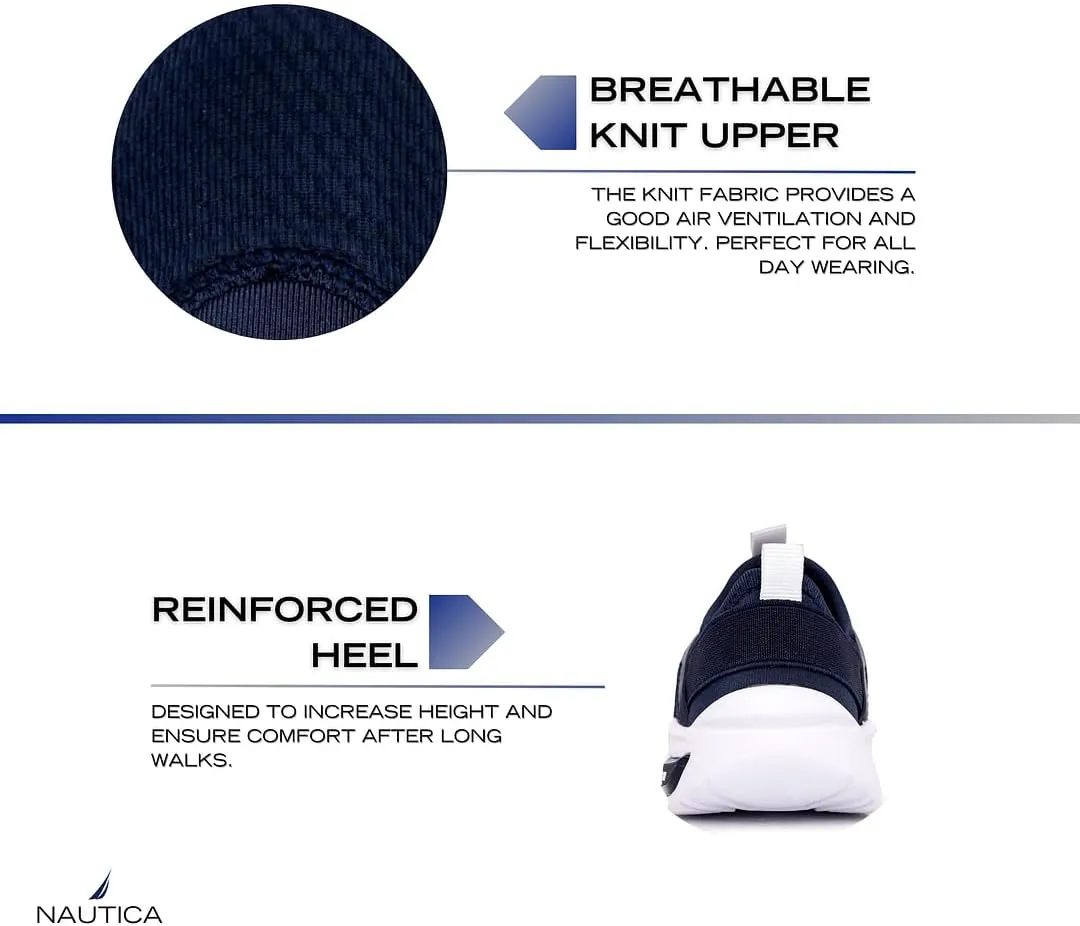 Nautica Kids Athletic Slip-On Sneakers - Comfortable Bungee Running Shoes for Boys and Girls - Stylish and Supportive Footwear for Active Kids (Big Kid/Little Kid/Toddler)