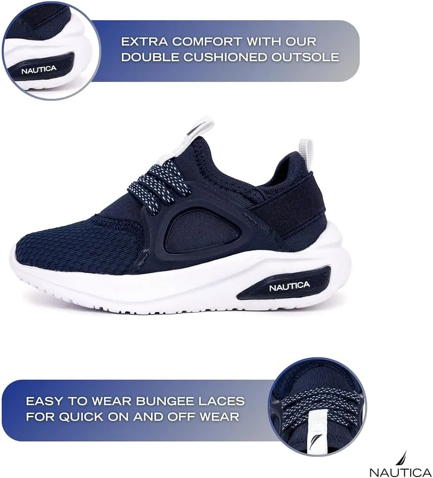 Nautica Kids Athletic Slip-On Sneakers - Comfortable Bungee Running Shoes for Boys and Girls - Stylish and Supportive Footwear for Active Kids (Big Kid/Little Kid/Toddler)