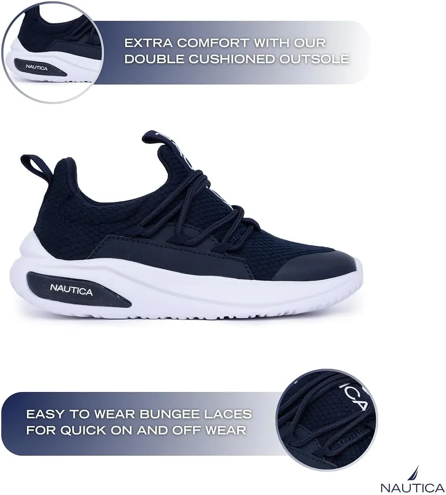 Nautica Kids Athletic Slip-On Sneakers - Comfortable Bungee Running Shoes for Boys and Girls - Stylish and Supportive Footwear for Active Kids (Big Kid/Little Kid/Toddler)