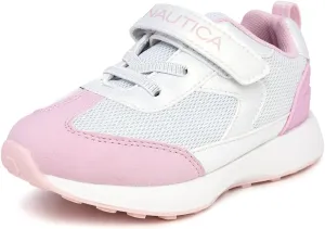 Nautica Kids Girls Athletic Sneakers - Comfortable Running Shoes with Adjustable Hook-and-Loop Strap, Toddler/Little Kid Sizes