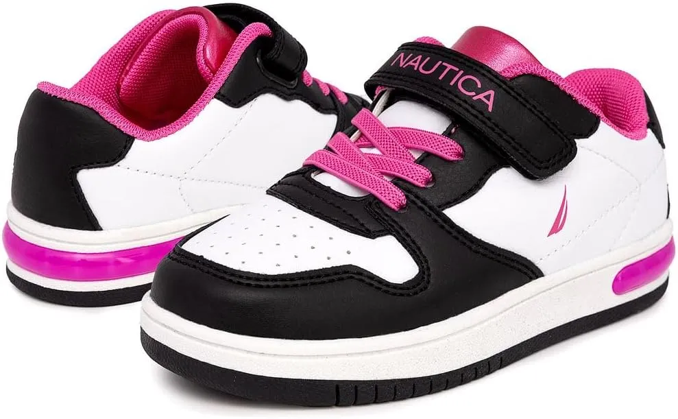 Nautica Kids Girls Sneakers with Adjustable Strap and Bungee Straps | Comfortable Casual Shoes (Toddler/Little Kid)
