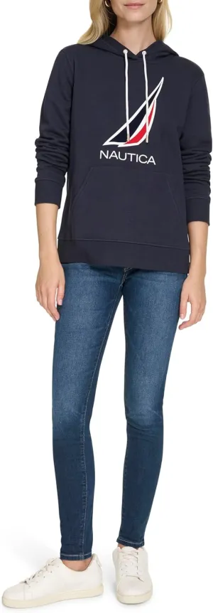 Nautica Women's Pullover Logo Hoodie Sweatshirt