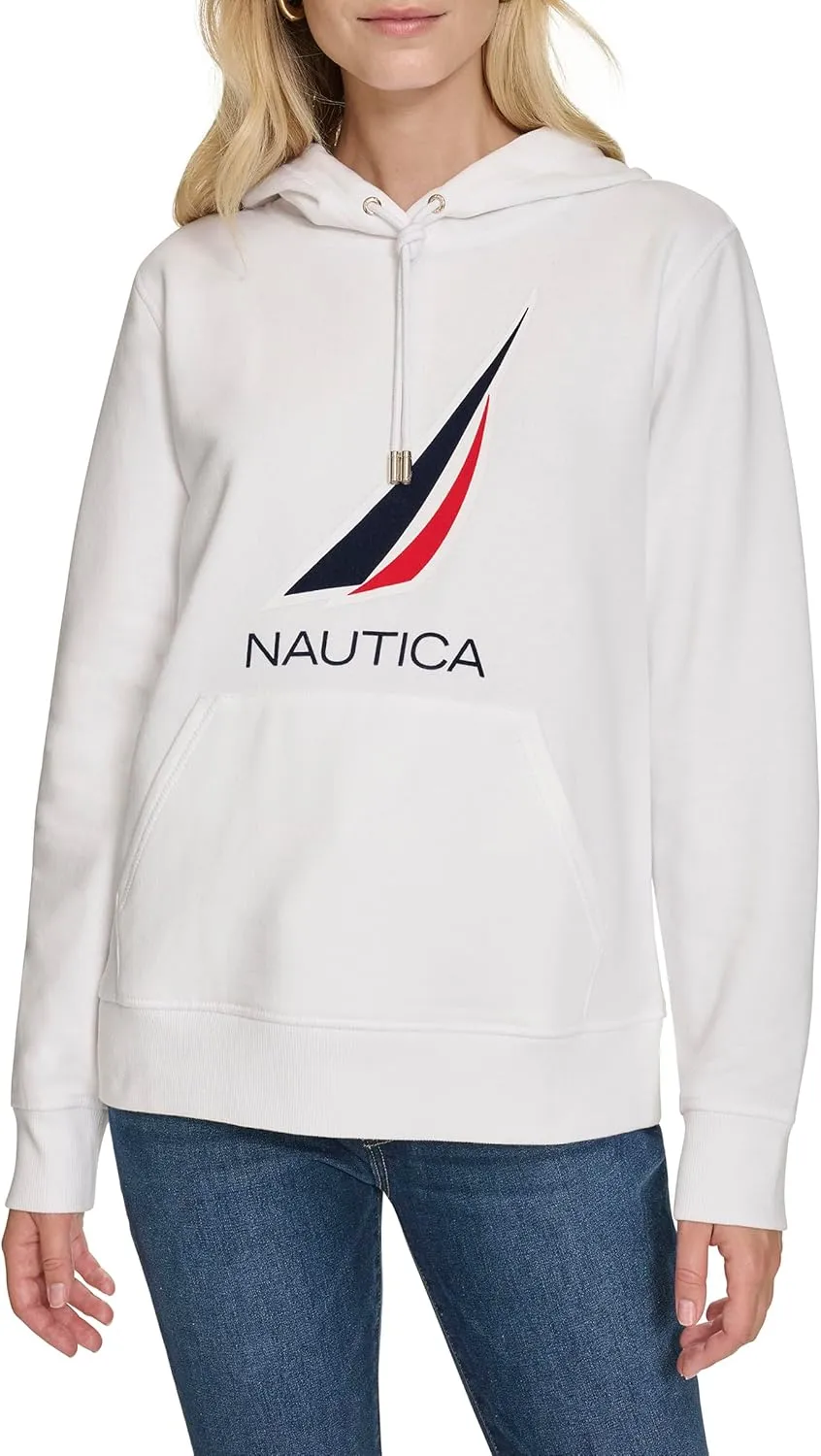 Nautica Women's Pullover Logo Hoodie Sweatshirt