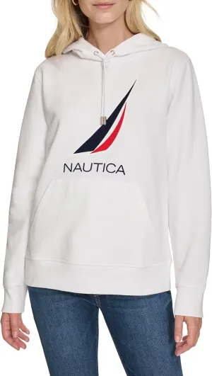 Nautica Women's Pullover Logo Hoodie Sweatshirt