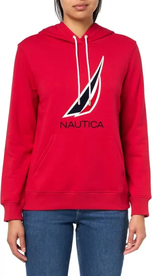 Nautica Women's Pullover Logo Hoodie Sweatshirt