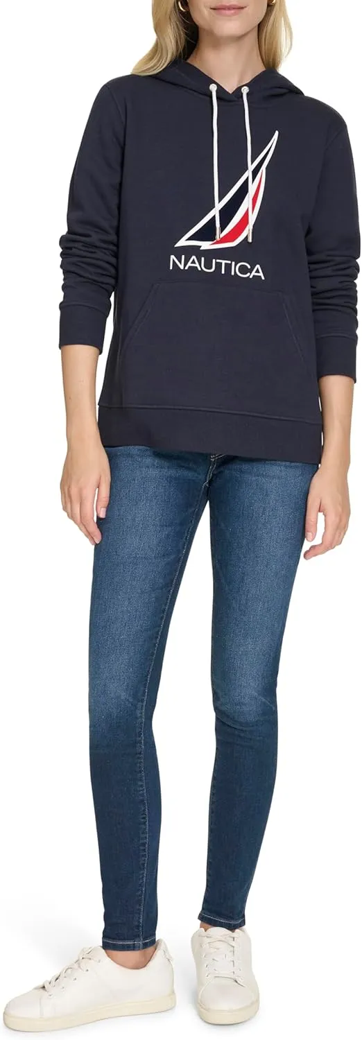 Nautica Women's Pullover Logo Hoodie Sweatshirt
