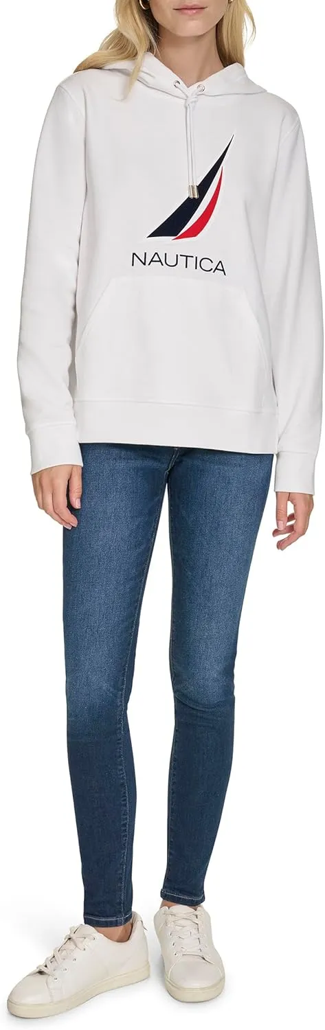 Nautica Women's Pullover Logo Hoodie Sweatshirt