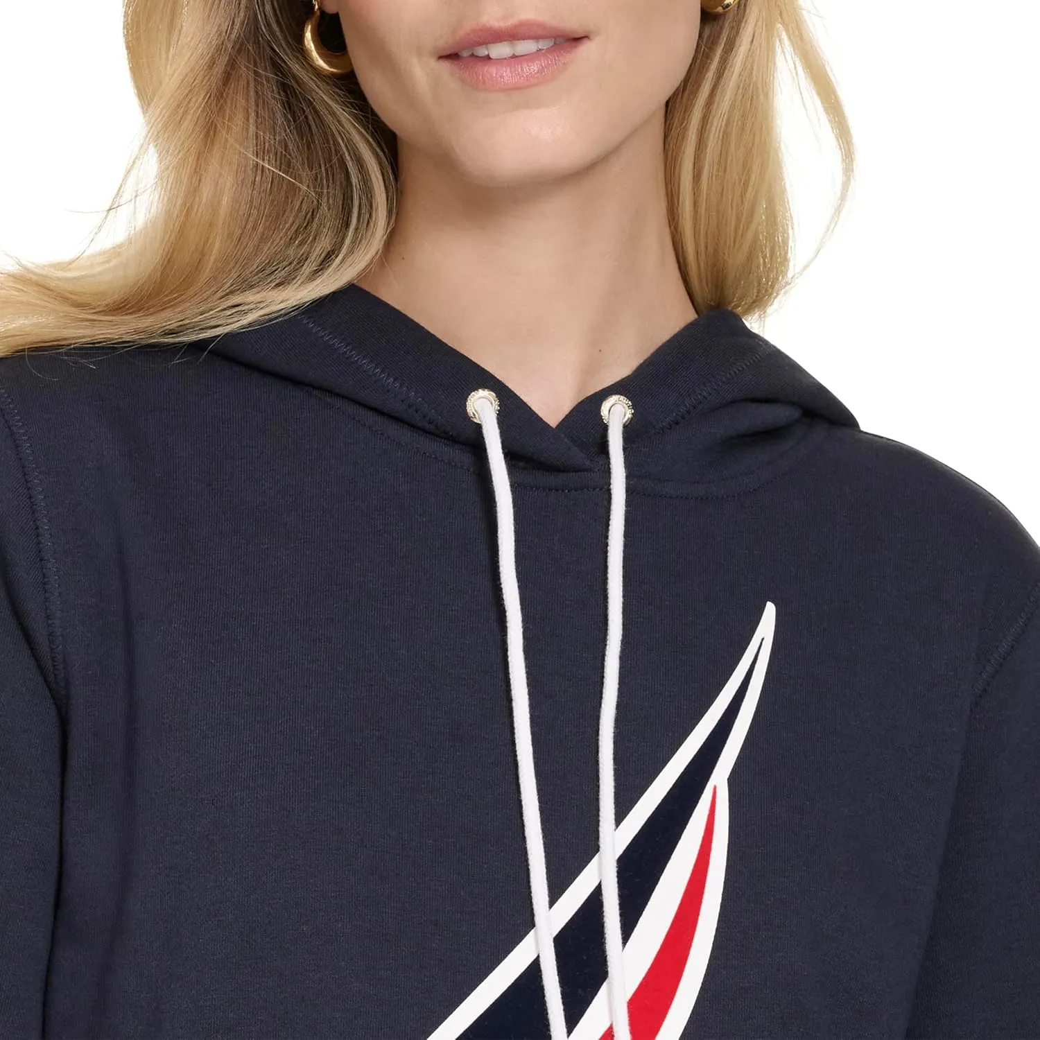 Nautica Women's Pullover Logo Hoodie Sweatshirt