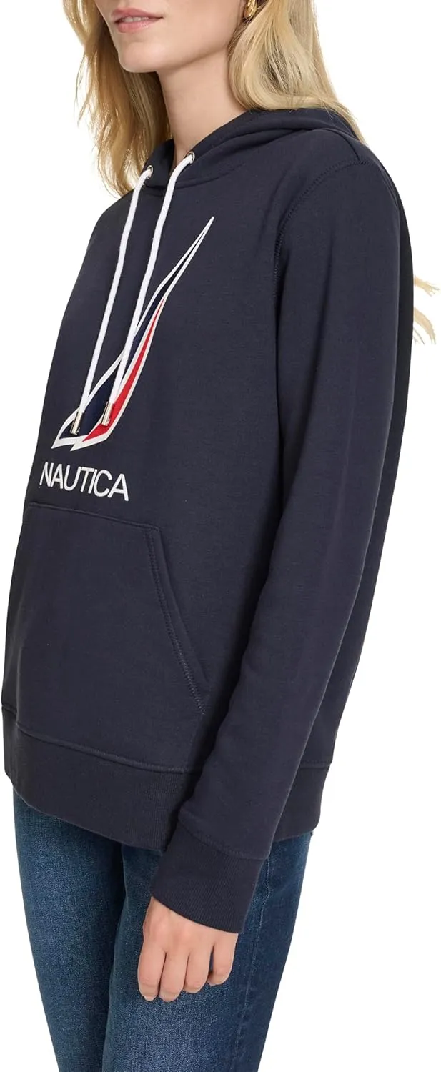 Nautica Women's Pullover Logo Hoodie Sweatshirt