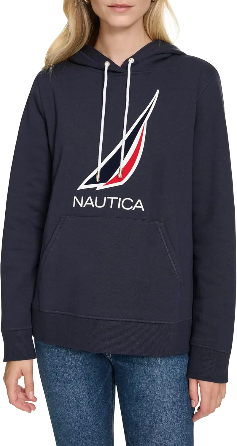 Nautica Women's Pullover Logo Hoodie Sweatshirt