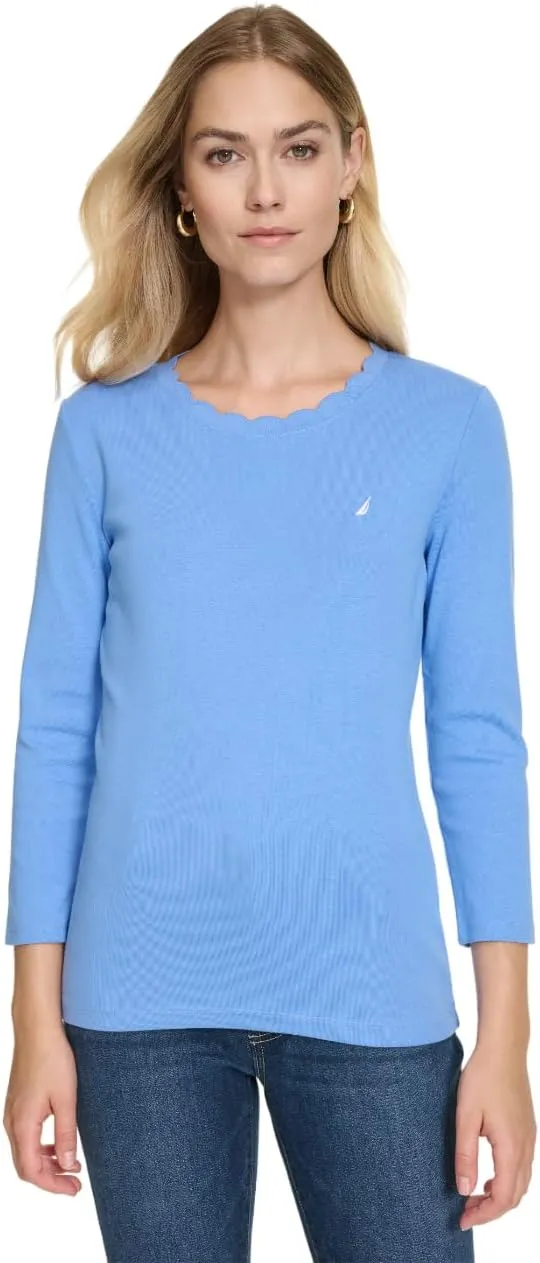 Nautica Women's Solid Short Sleeve Crew Neckline T-Shirt