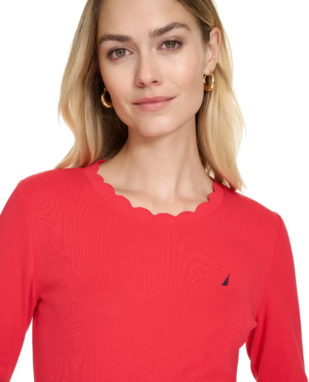 Nautica Women's Solid Short Sleeve Crew Neckline T-Shirt