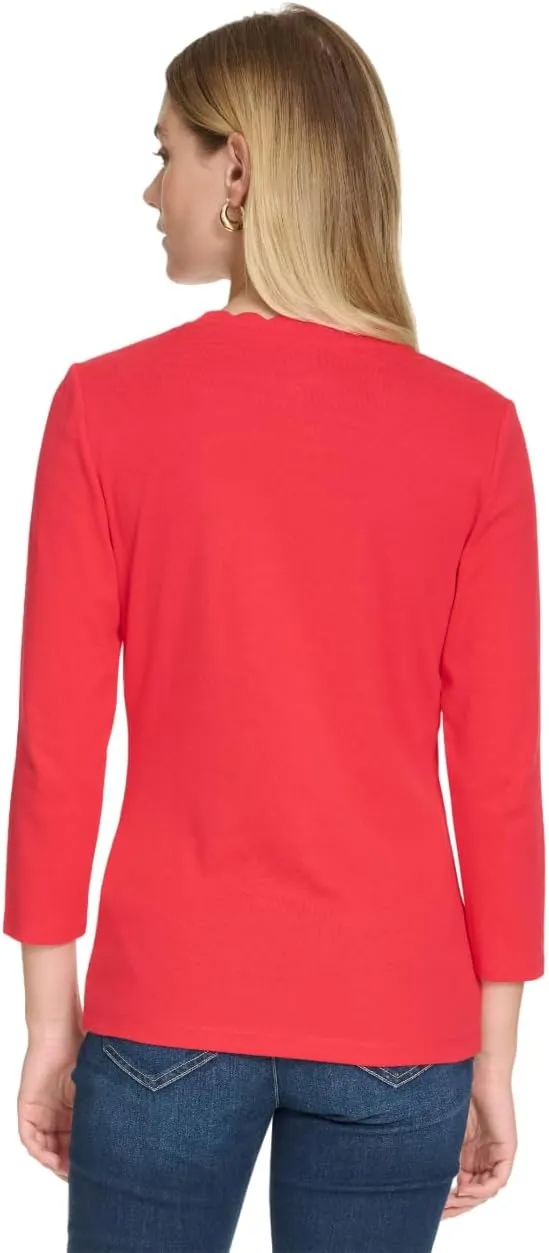 Nautica Women's Solid Short Sleeve Crew Neckline T-Shirt