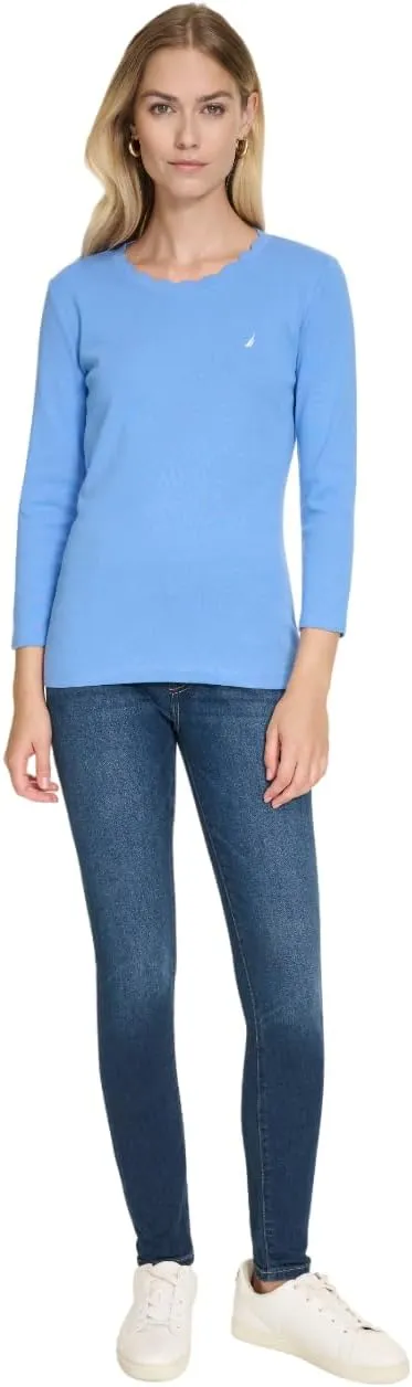 Nautica Women's Solid Short Sleeve Crew Neckline T-Shirt