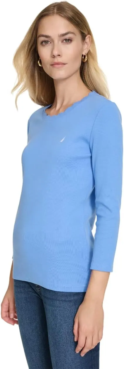 Nautica Women's Solid Short Sleeve Crew Neckline T-Shirt