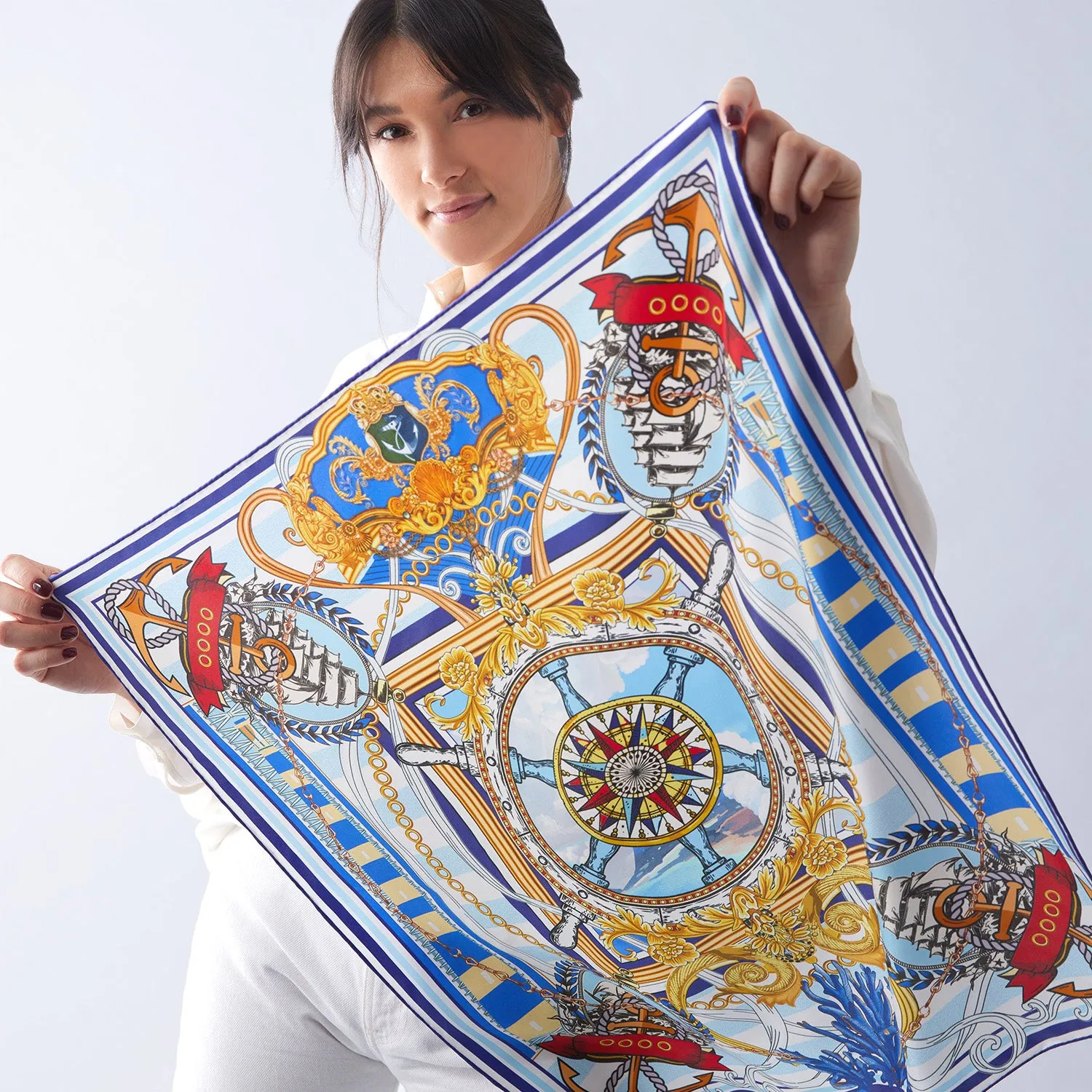 Nautical Mile Silk Scarf 65x65