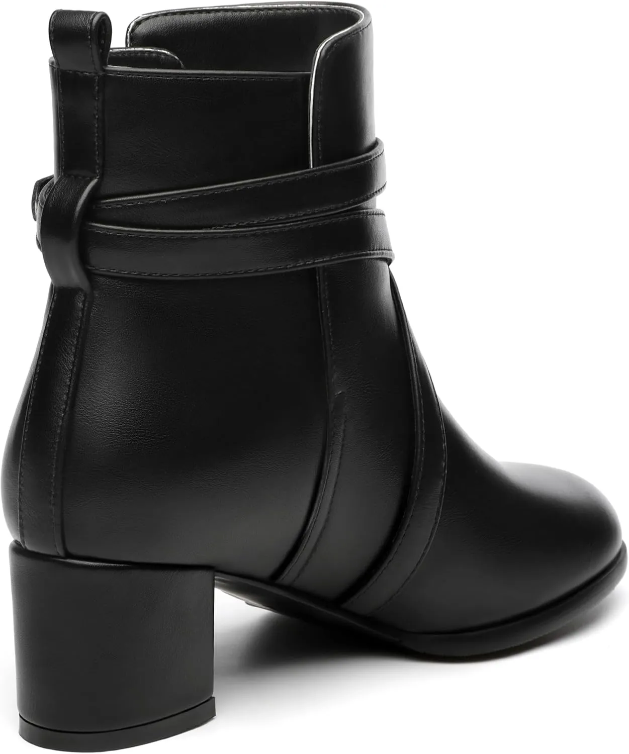 NUMALEO Womens Buckle Outdoor Suede Casual Round Toe Chunky Low Heel Ankle High Boots 2 Inch