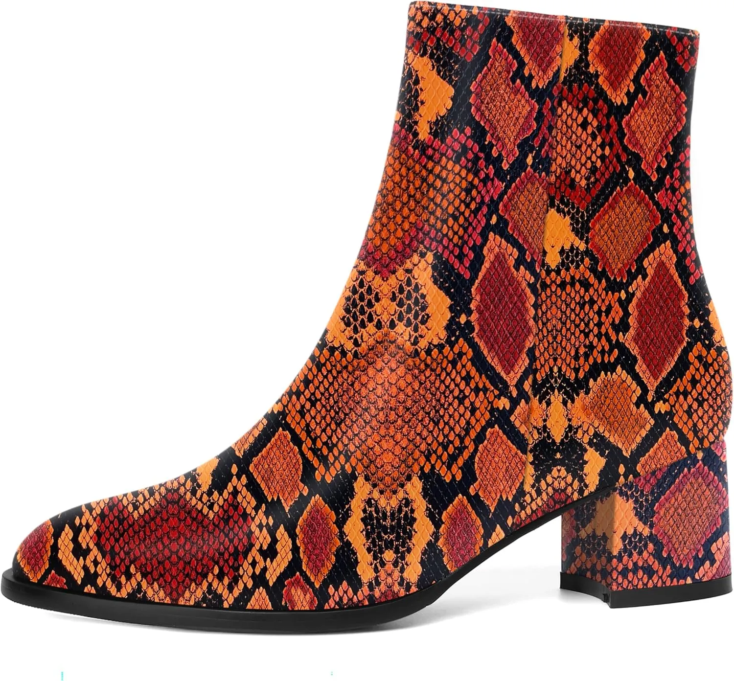 NUMALEO Womens Patent Evening Fashion Zip Round Toe Chunky Low Heel Ankle High Boots 2 Inch