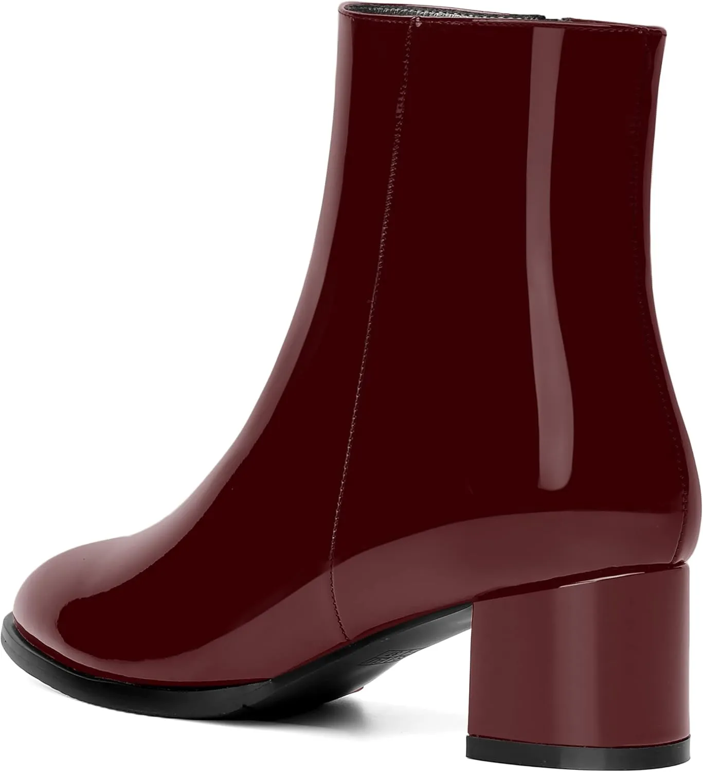 NUMALEO Womens Patent Evening Fashion Zip Round Toe Chunky Low Heel Ankle High Boots 2 Inch