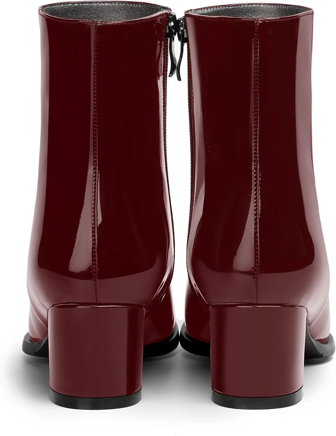 NUMALEO Womens Patent Evening Fashion Zip Round Toe Chunky Low Heel Ankle High Boots 2 Inch