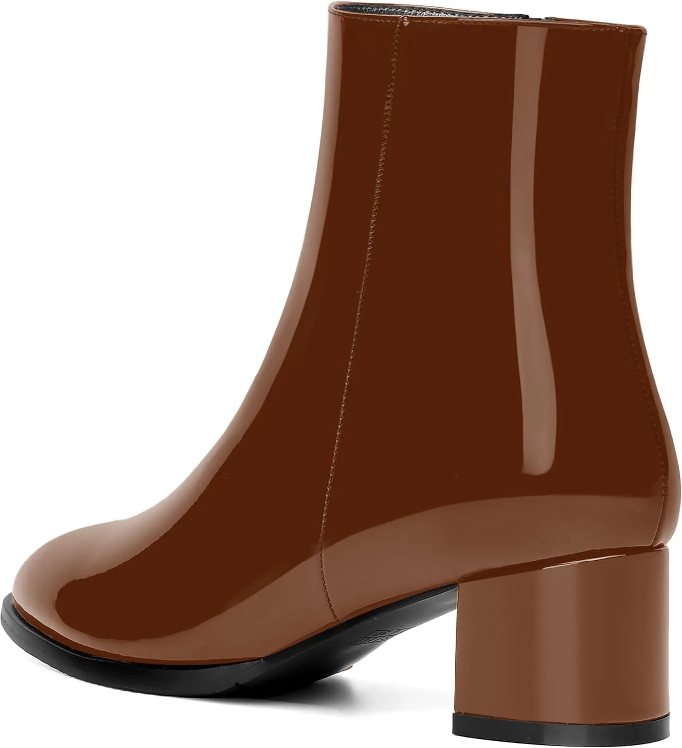 NUMALEO Womens Patent Evening Fashion Zip Round Toe Chunky Low Heel Ankle High Boots 2 Inch