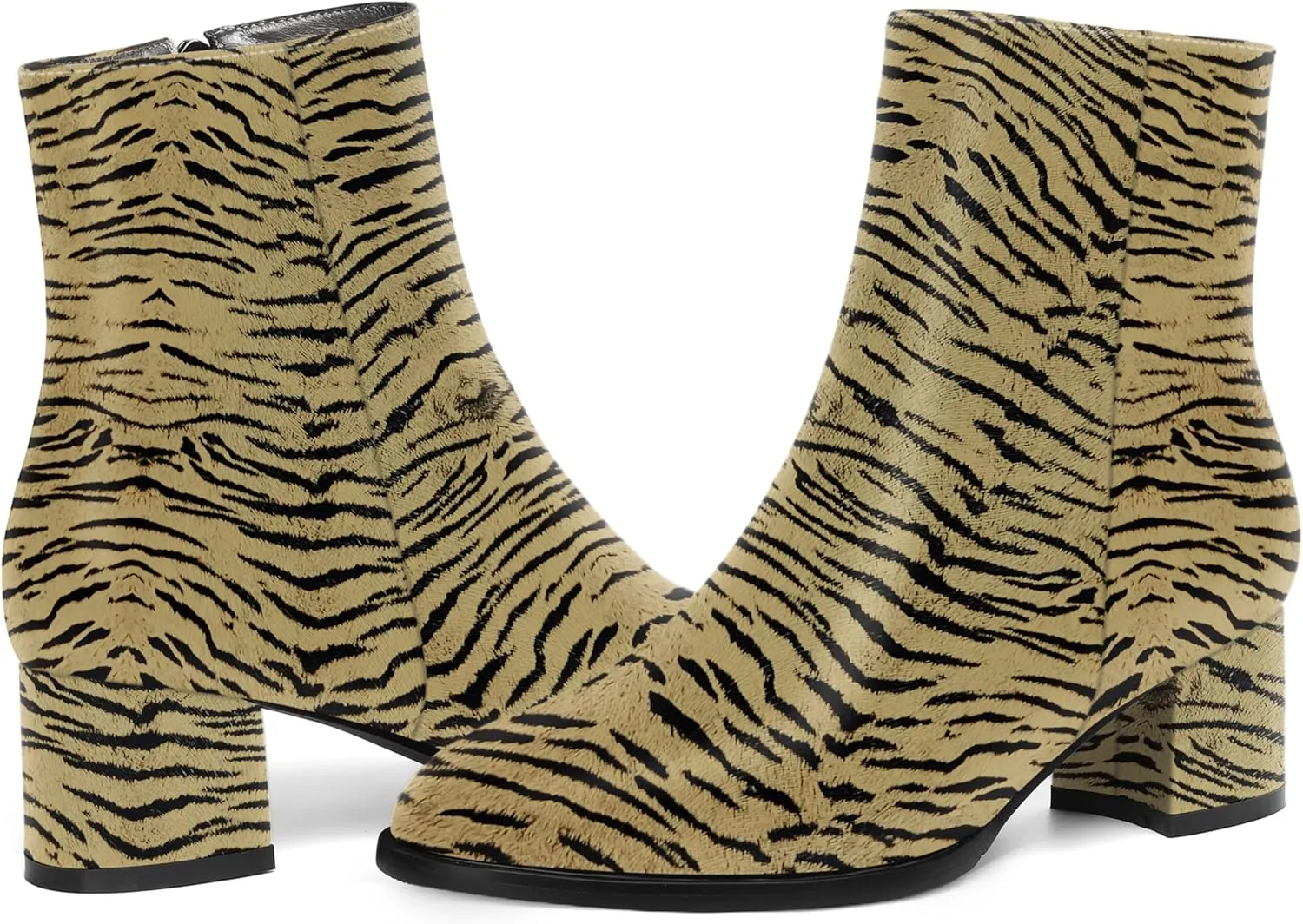NUMALEO Womens Patent Evening Fashion Zip Round Toe Chunky Low Heel Ankle High Boots 2 Inch