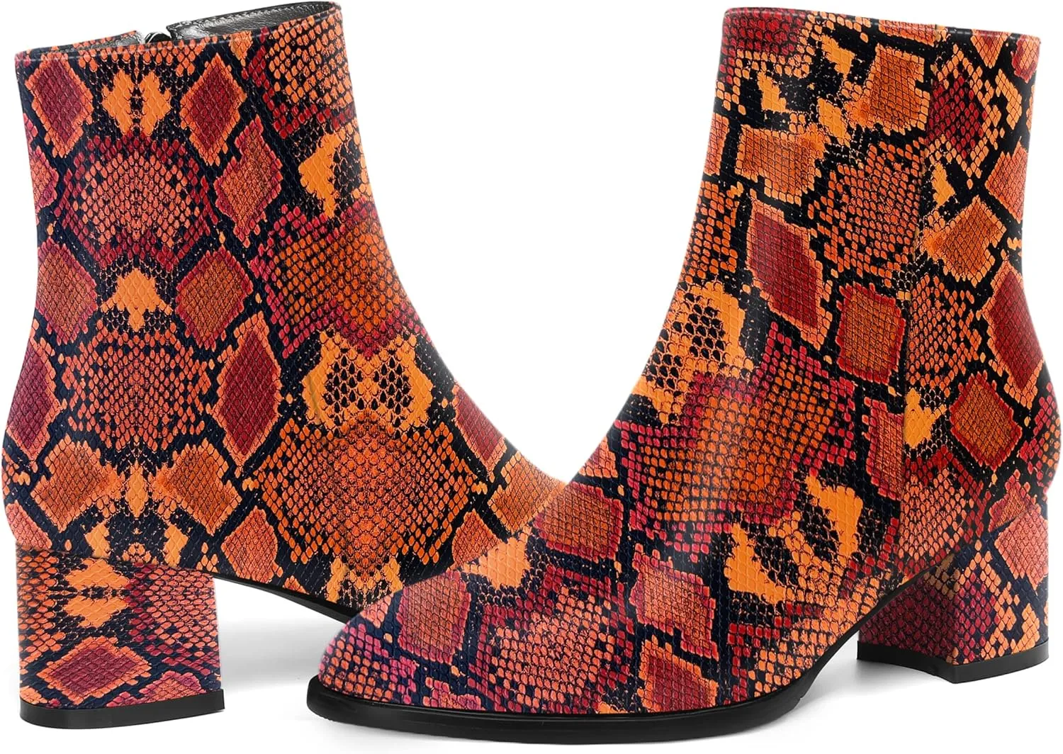NUMALEO Womens Patent Evening Fashion Zip Round Toe Chunky Low Heel Ankle High Boots 2 Inch