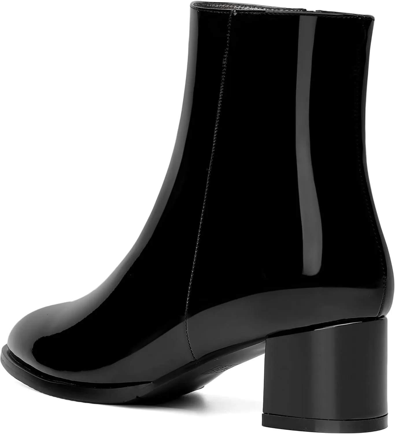 NUMALEO Womens Patent Evening Fashion Zip Round Toe Chunky Low Heel Ankle High Boots 2 Inch